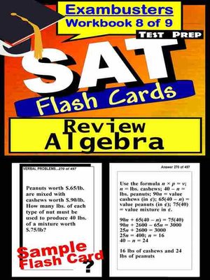 SAT Test Algebra Review—SAT Math Flashcards—SAT Prep Exam Workbook 8 of 9 - ebook